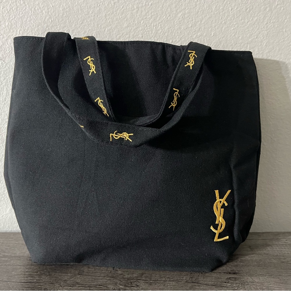 Yves Saint Laurent Black Pouch with Gold Accents